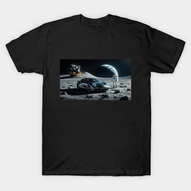 2018 Porsche 911 Turbo S on the Moon T-Shirt by NebulaWave